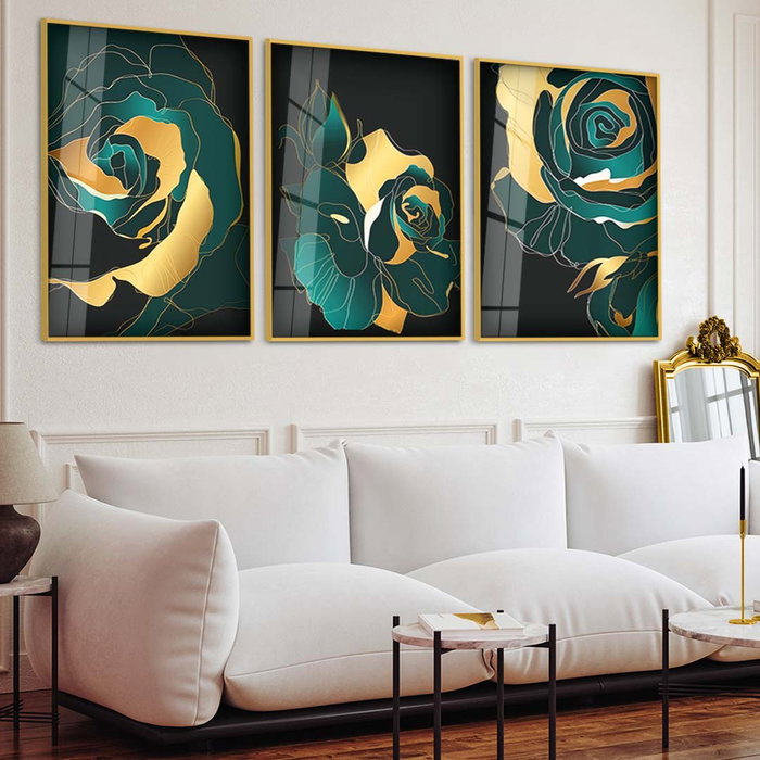 Wallity Huhu390 Cuadro Decorativo de Vidrio Templado Multicolor 30 x 40 cm (3 piezas)